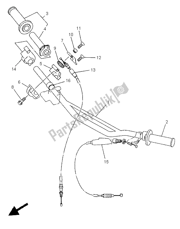 Todas las partes para Manija De Dirección Y Cable de Yamaha YZ 250 1998