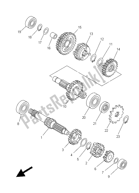 All parts for the Transmission of the Yamaha TT R 110E 2014