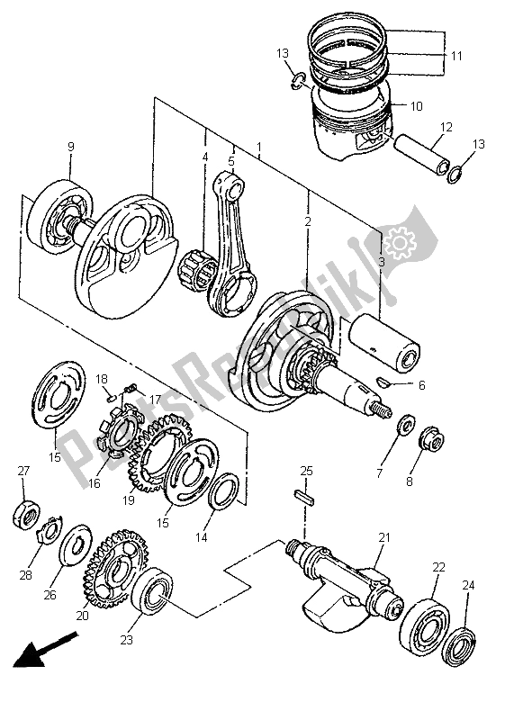 Todas las partes para Cigüeñal Y Pistón de Yamaha XT 600E 1996