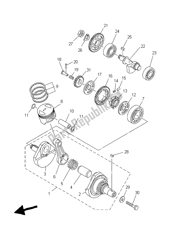 Tutte le parti per il Albero Motore E Pistone del Yamaha TW 125 2004