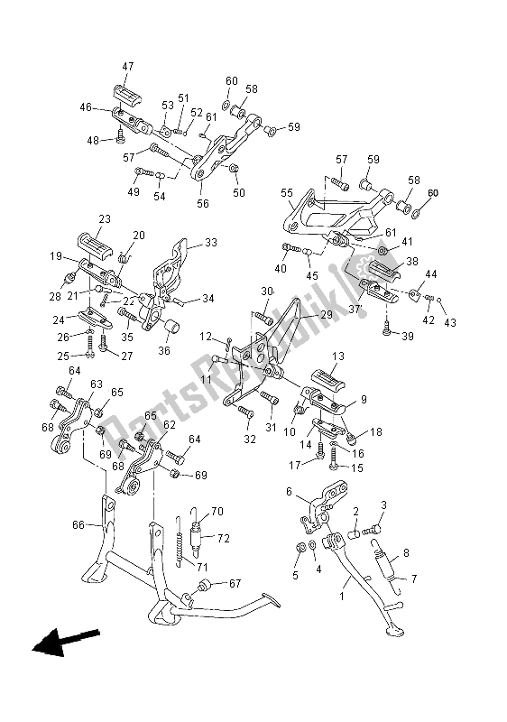 All parts for the Stand & Footrest of the Yamaha FJR 1300A 2004