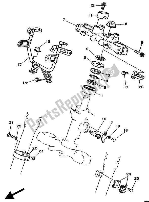 All parts for the Steering of the Yamaha DT 125R 1990