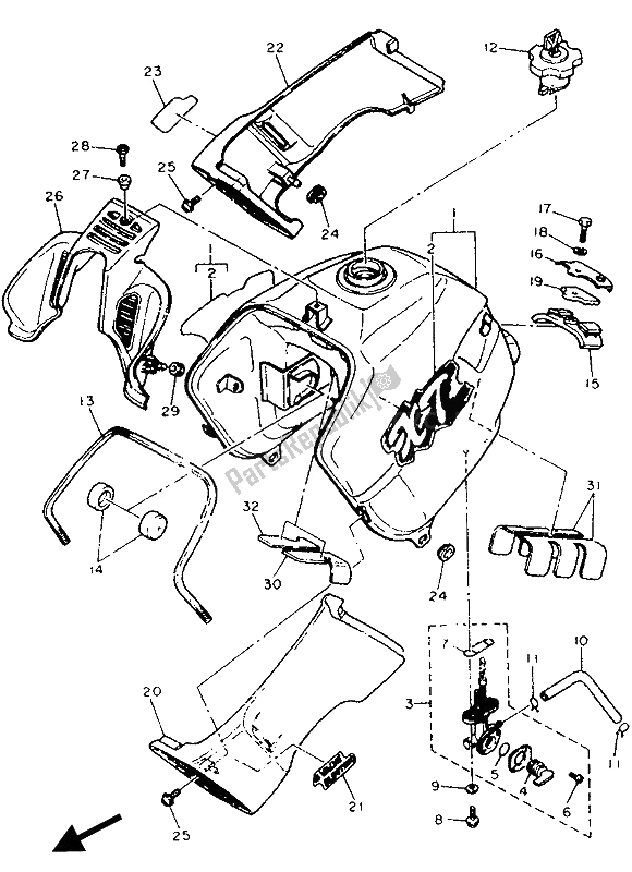 Todas las partes para Depósito De Combustible de Yamaha XT 600E 1990