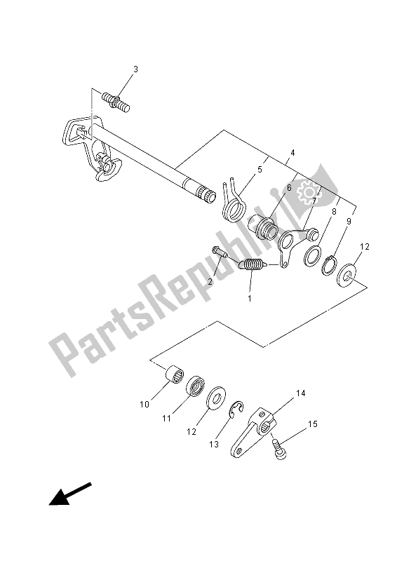 All parts for the Shift Shaft of the Yamaha MT-07 700 2015