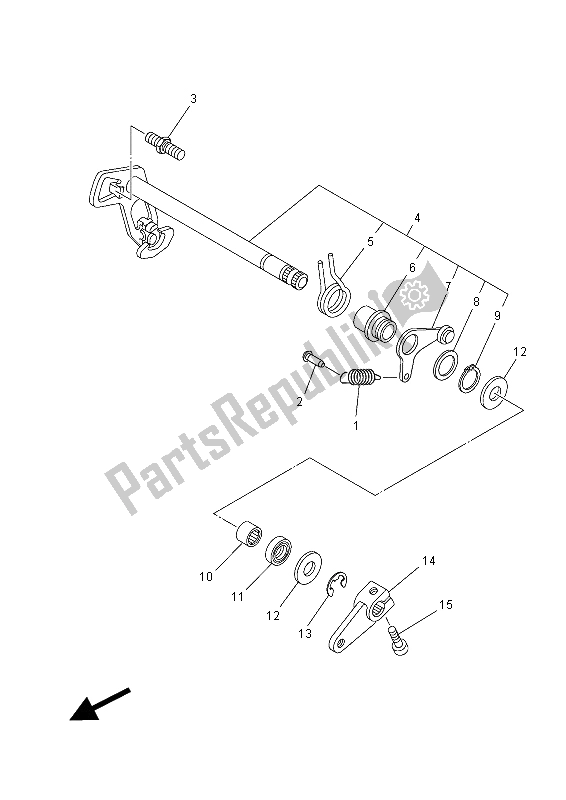 Todas as partes de Eixo De Mudança do Yamaha MT-07 700 2015