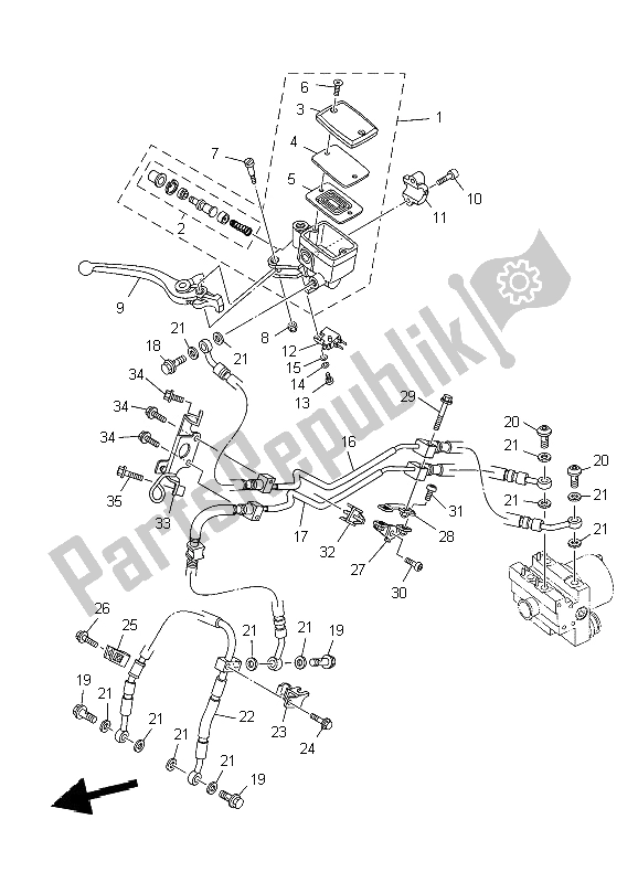 Tutte le parti per il Pompa Freno Anteriore del Yamaha TDM 900A 2009