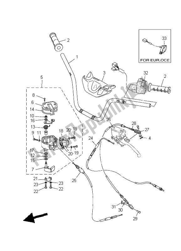All parts for the Steering Handle & Cable of the Yamaha YFM 700F Grizzly FI EPS 4X4 2010