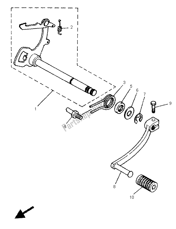 Alle onderdelen voor de Schakelas van de Yamaha PW 80 1997