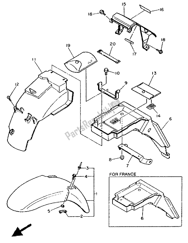 Toutes les pièces pour le Aile du Yamaha FZR 400 RR 1992