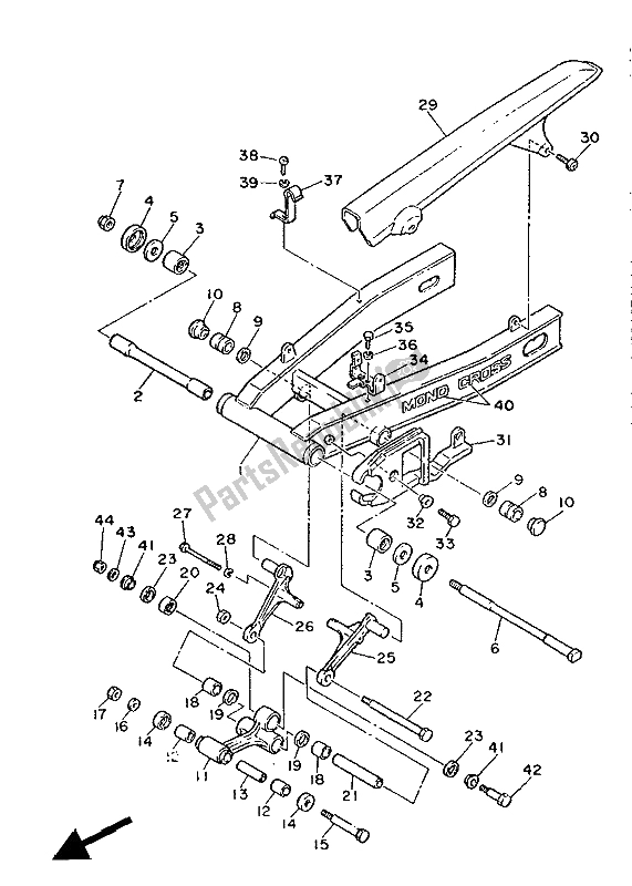 Tutte le parti per il Braccio Posteriore del Yamaha FZ 600 1988