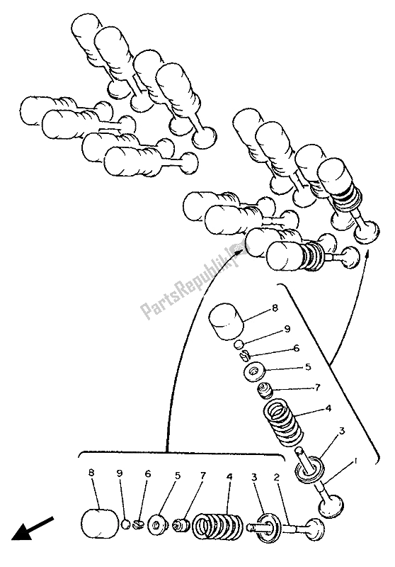 Wszystkie części do Zawór Yamaha FZR 600 Genesis 1989