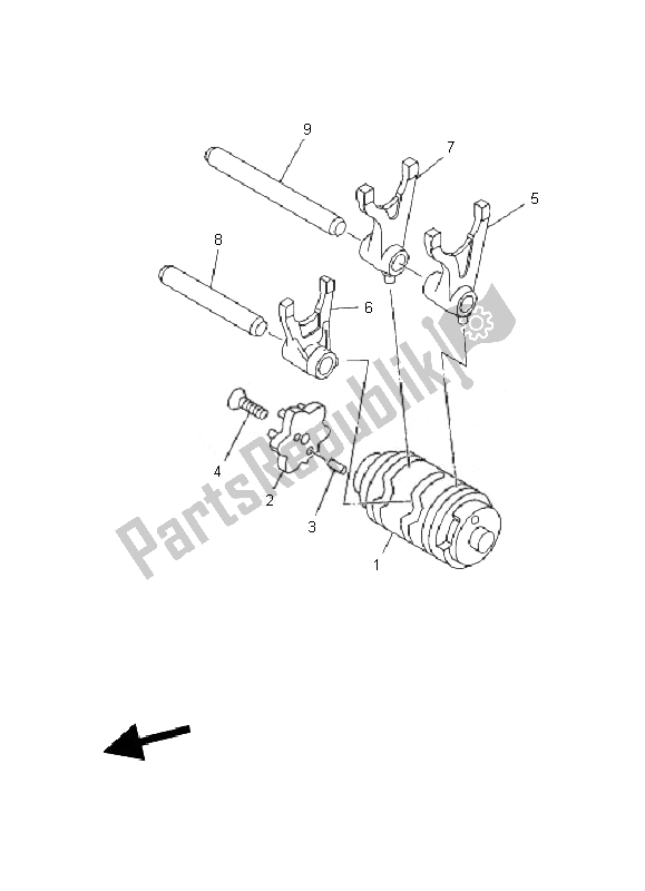 All parts for the Shift Cam & Fork of the Yamaha TT R 125 SW LW 2010