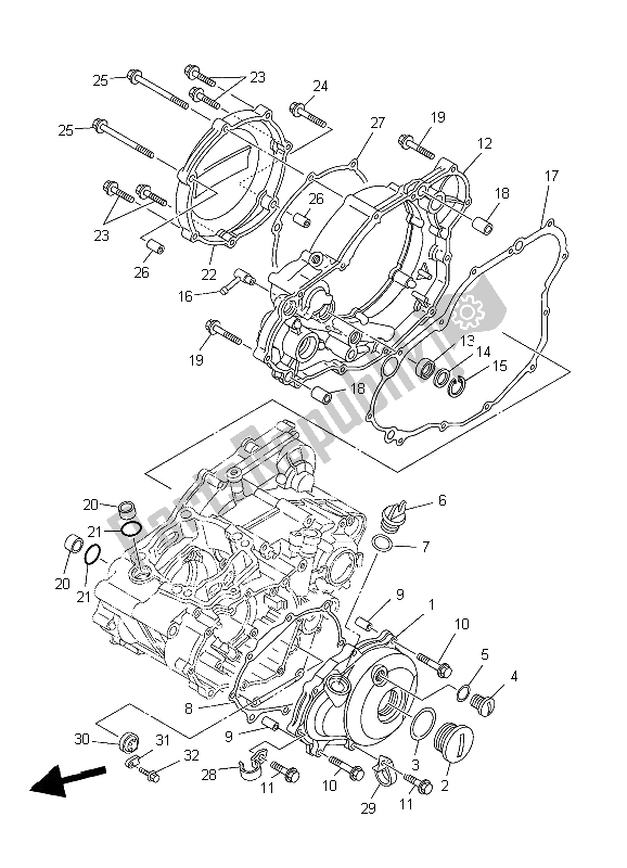 All parts for the Crankcase Cover 1 of the Yamaha YZ 250F 2006