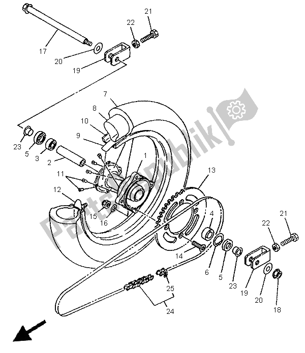 Toutes les pièces pour le Roue Arrière du Yamaha YZ 80 LW 1997