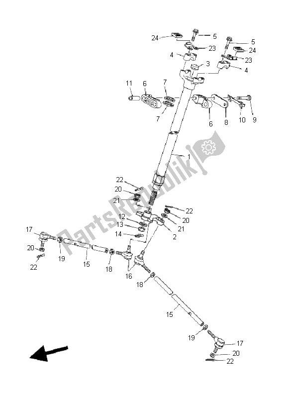 All parts for the Steering of the Yamaha YFM 660R 2005