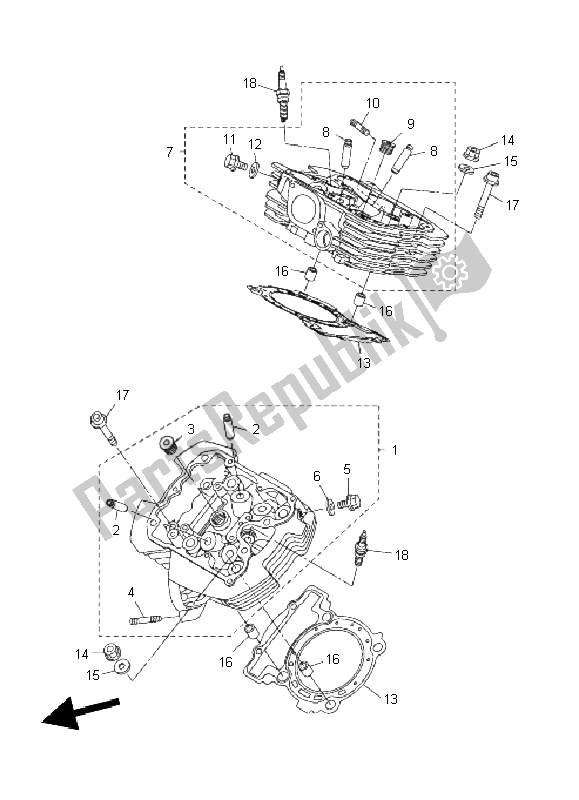 Wszystkie części do G? Owica Cylindra Yamaha XVS 1300A 2011