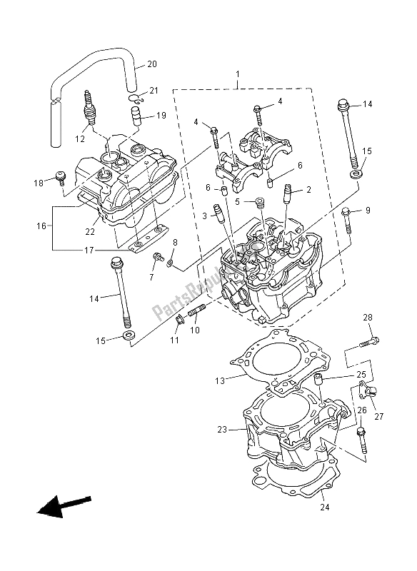 All parts for the Cylinder of the Yamaha YZ 450F 2008