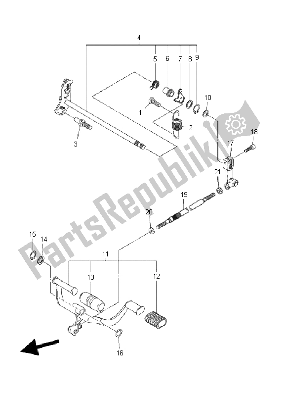 Todas las partes para Eje De Cambio de Yamaha XVS 1300A 2011