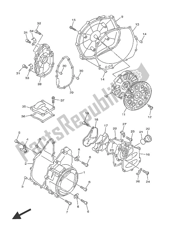 All parts for the Crankcase Cover 1 of the Yamaha FJR 1300A 2016