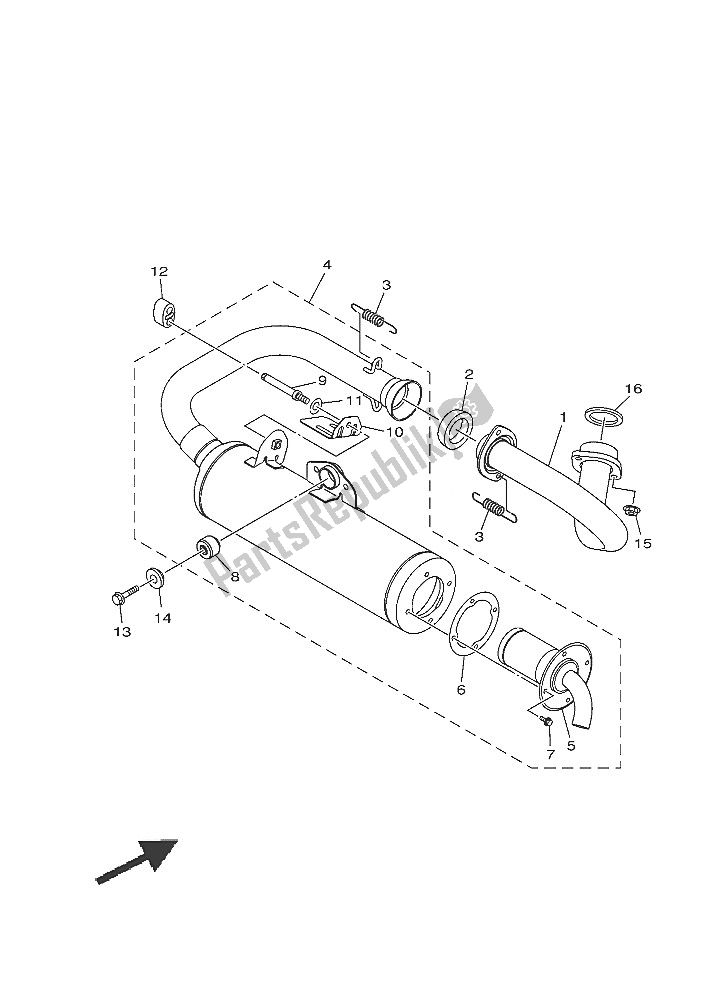 Alle onderdelen voor de Uitlaat van de Yamaha YXE 700 ES 2016