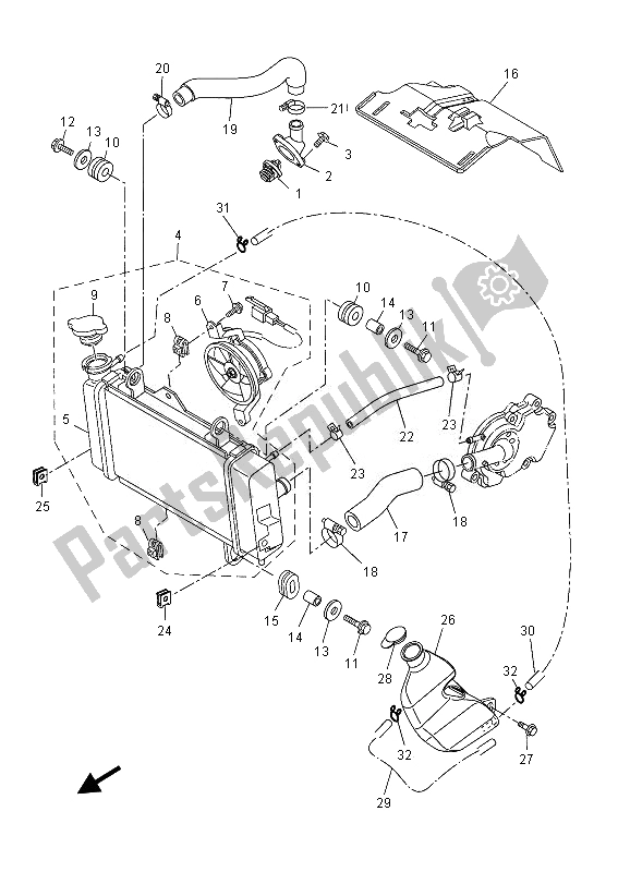 Alle onderdelen voor de Radiator Slang van de Yamaha YZF R 125 2013