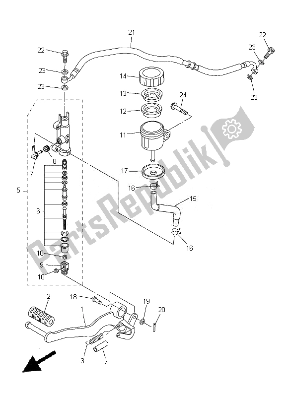 All parts for the Rear Master Cylinder of the Yamaha FZ8 S 800 2014