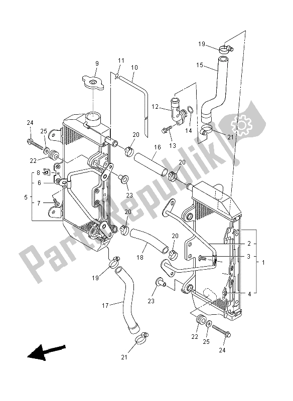 Alle onderdelen voor de Radiator Slang van de Yamaha YZ 250F 2008