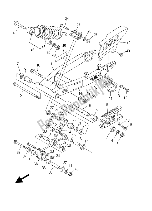 Toutes les pièces pour le Bras Arrière Et Suspension du Yamaha TT R 125 SW LW 2003