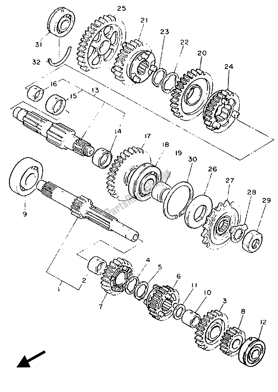 Toutes les pièces pour le Transmission du Yamaha FZR 1000 1989