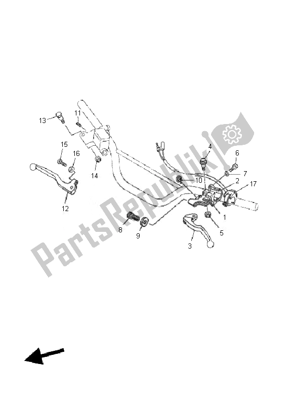 All parts for the Handle Switch & Lever of the Yamaha TT R 125 SW LW 2010