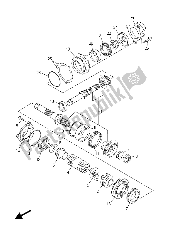 All parts for the Middle Drive Gear of the Yamaha FJR 1300 AS 2015