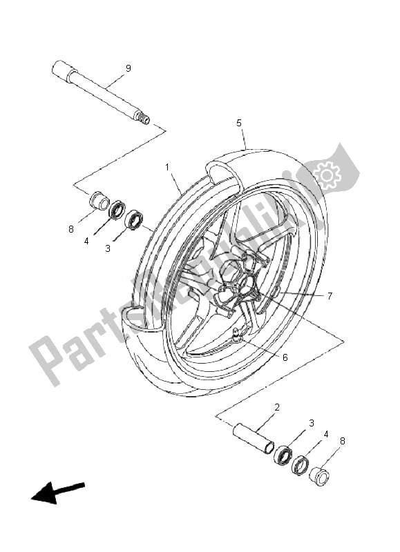 Tutte le parti per il Ruota Anteriore del Yamaha FZ1 S Fazer 1000 2007