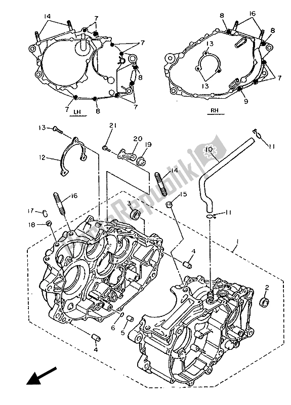 Toutes les pièces pour le Carter du Yamaha XT 600Z Tenere 1989