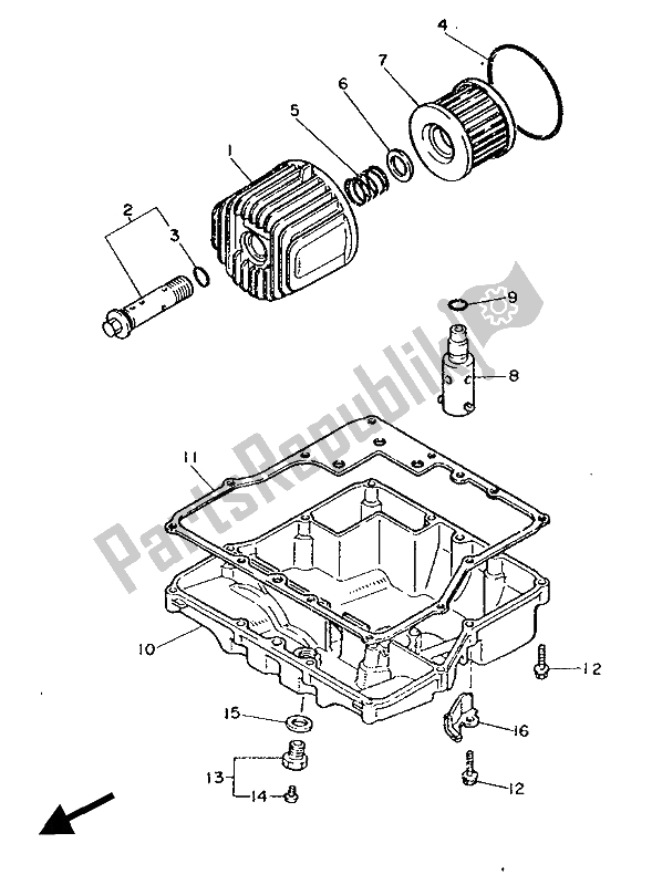 All parts for the Oil Cleaner of the Yamaha FZ 750 1986