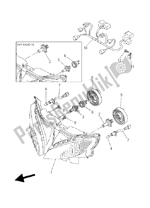 All parts for the Headlight of the Yamaha FZ6 SS Fazer 600 2006