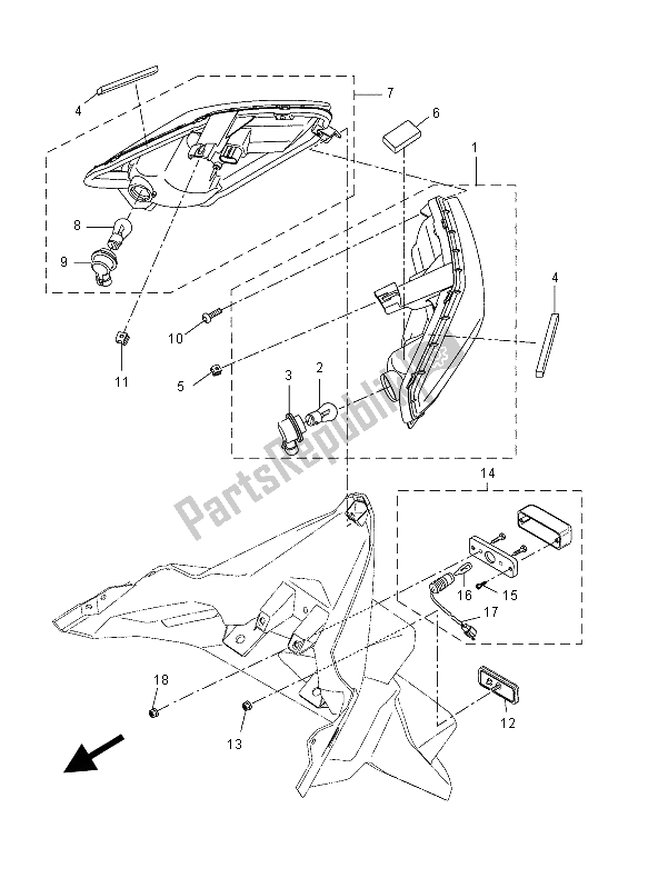Todas as partes de Luz Traseira do Yamaha YP 125 RA MBL2 2015