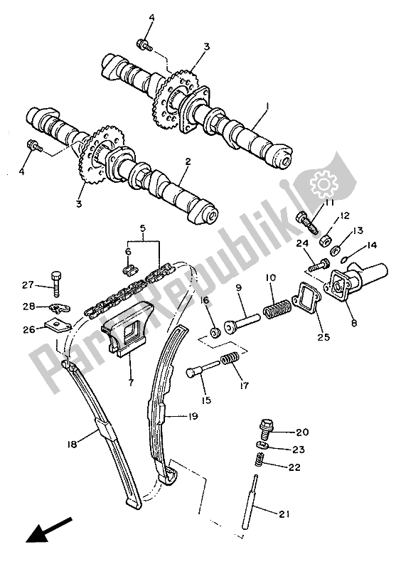 All parts for the Camshaft & Chain of the Yamaha XJ 600 1991