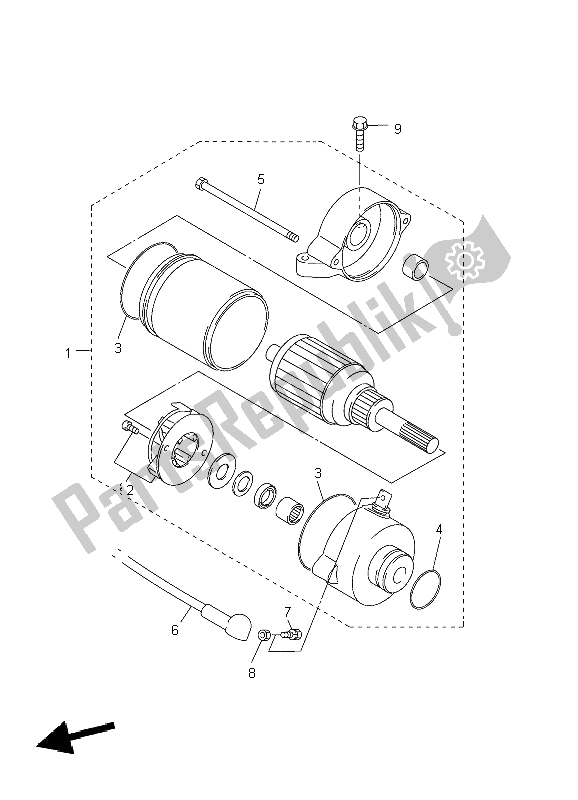 All parts for the Starting Motor of the Yamaha FJR 1300A 2004