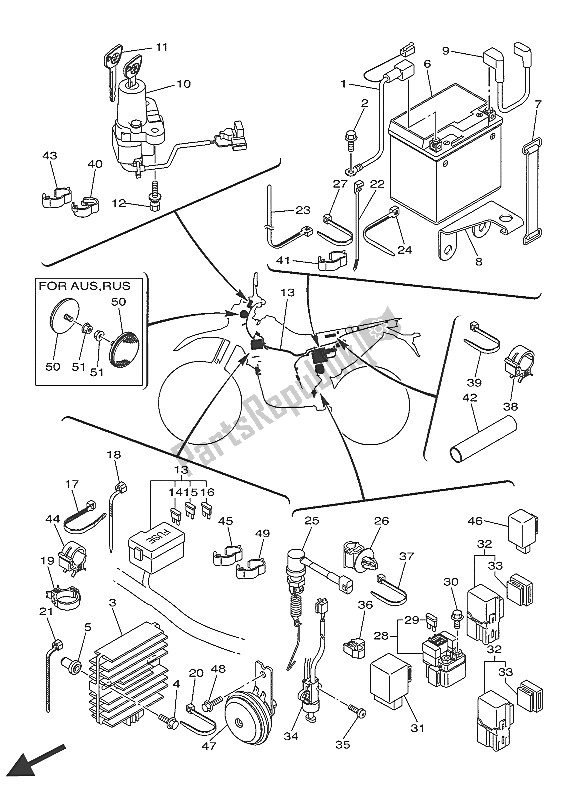 All parts for the Electrical 2 of the Yamaha WR 250R 2016