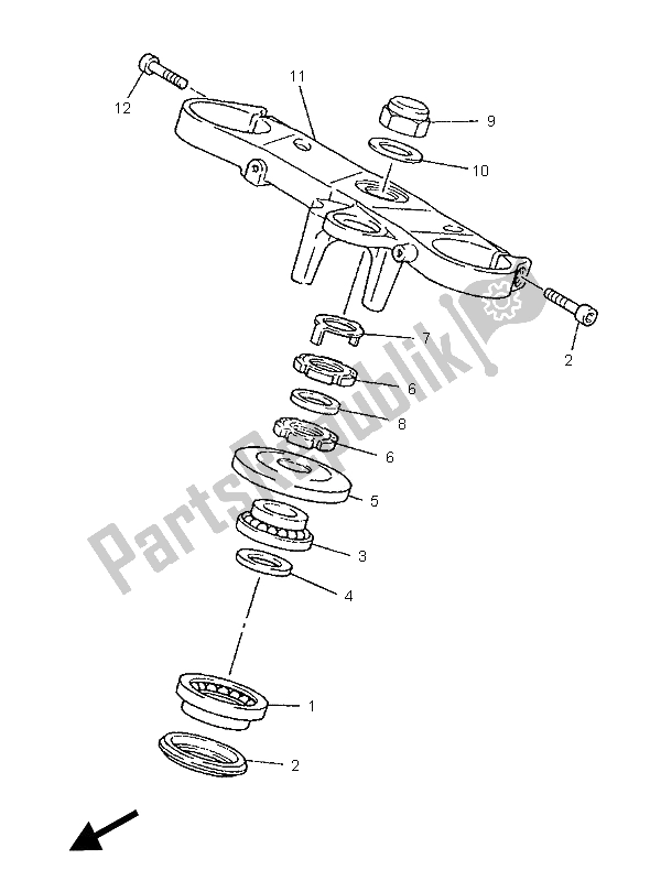 All parts for the Steering of the Yamaha YZF 750R 1996