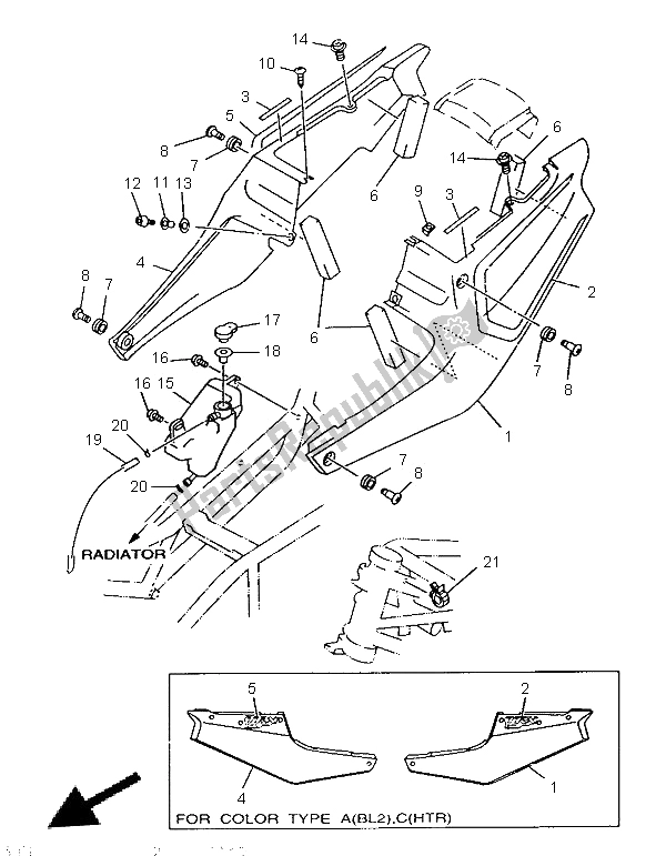 Toutes les pièces pour le Couvercle Latéral du Yamaha TRX 850 1996