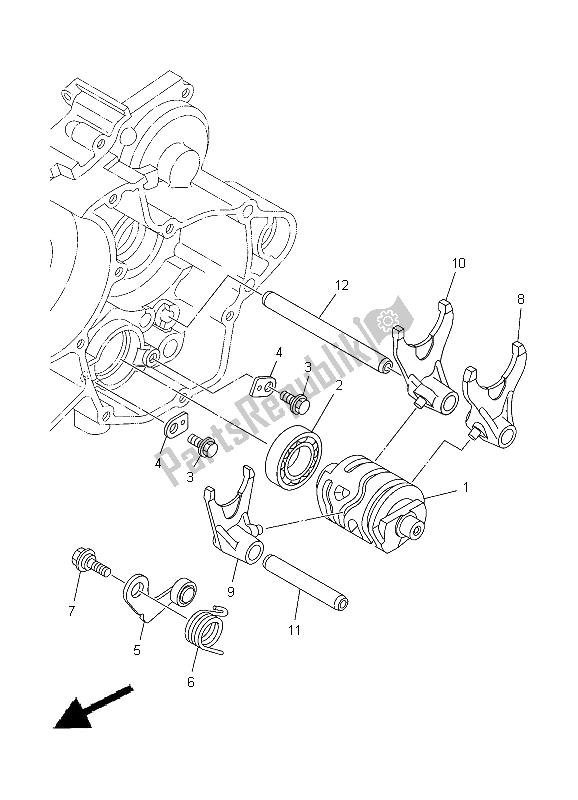 All parts for the Shift Cam & Fork of the Yamaha YZ 125 2012