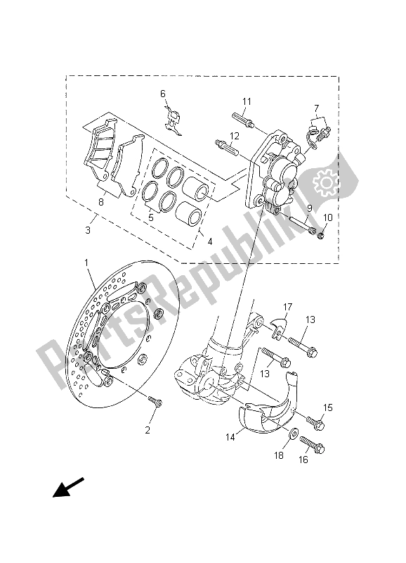 Tutte le parti per il Pinza Freno Anteriore del Yamaha YZ 450F 2003