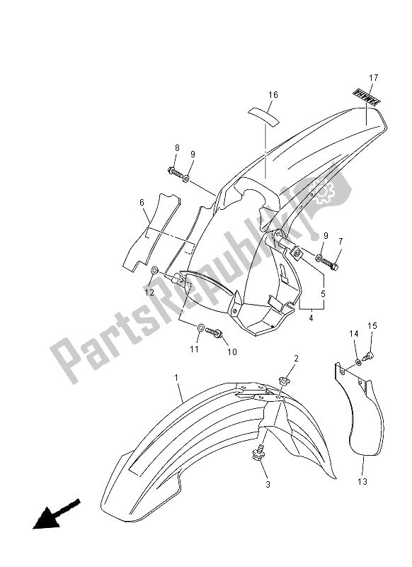 All parts for the Fender of the Yamaha WR 250F 2014