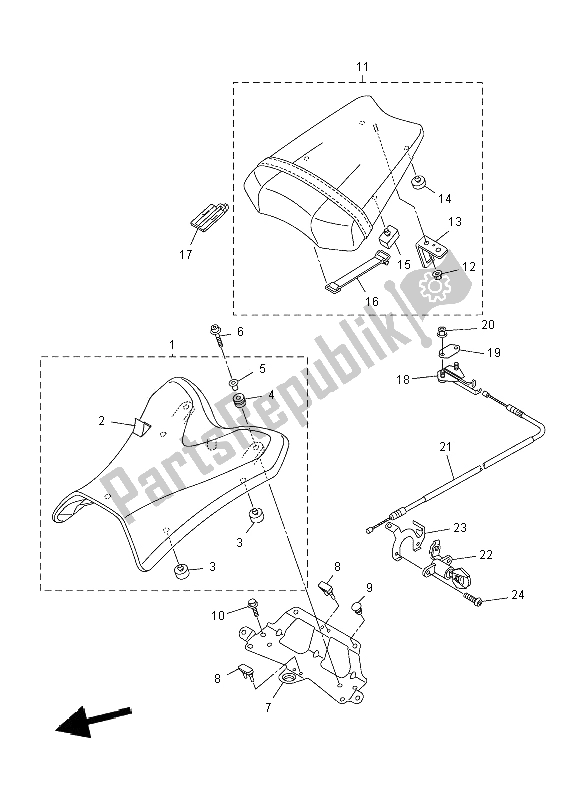 Todas as partes de Assento do Yamaha FZ8 NA 800 2012