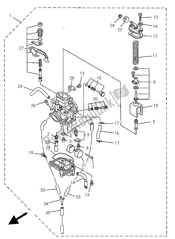 Toutes les pièces pour le Carburateur du Yamaha TDR 125 1997