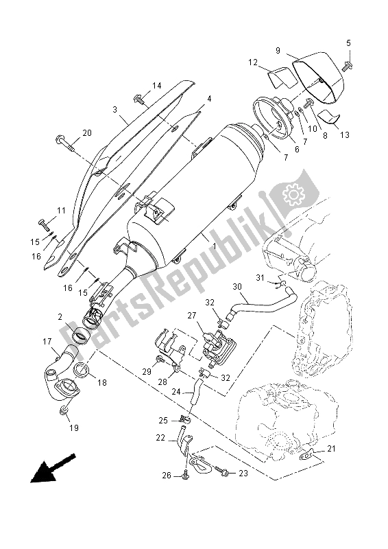 All parts for the Exhaust of the Yamaha YP 400R 2015