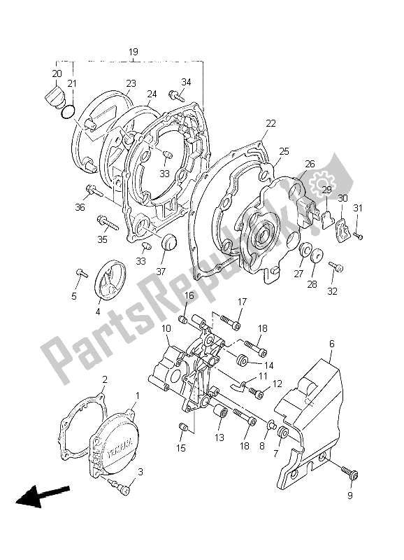 All parts for the Crankcase Cover 1 of the Yamaha XJR 1300 2009