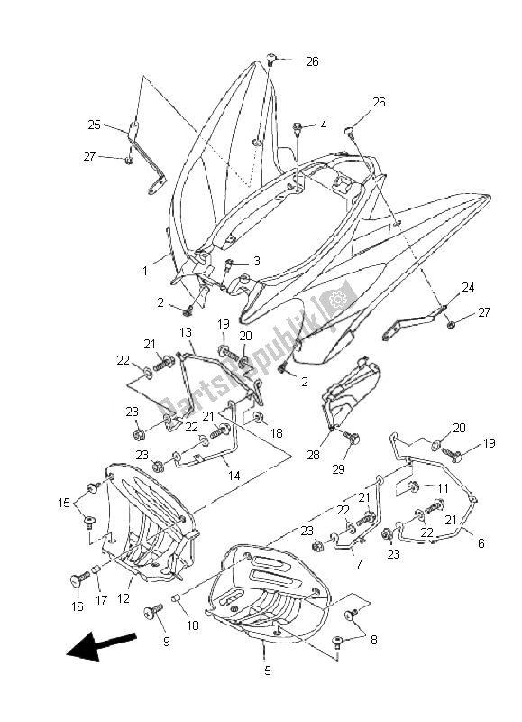 Toutes les pièces pour le Garde-boue Arrière du Yamaha YFM 250R 2010