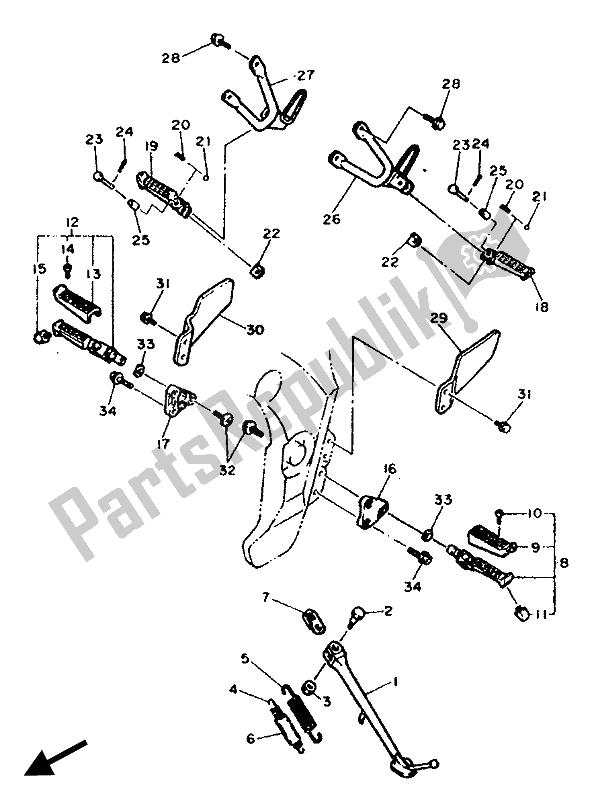 Todas las partes para Soporte Y Reposapiés de Yamaha FZR 600 Genesis 1989